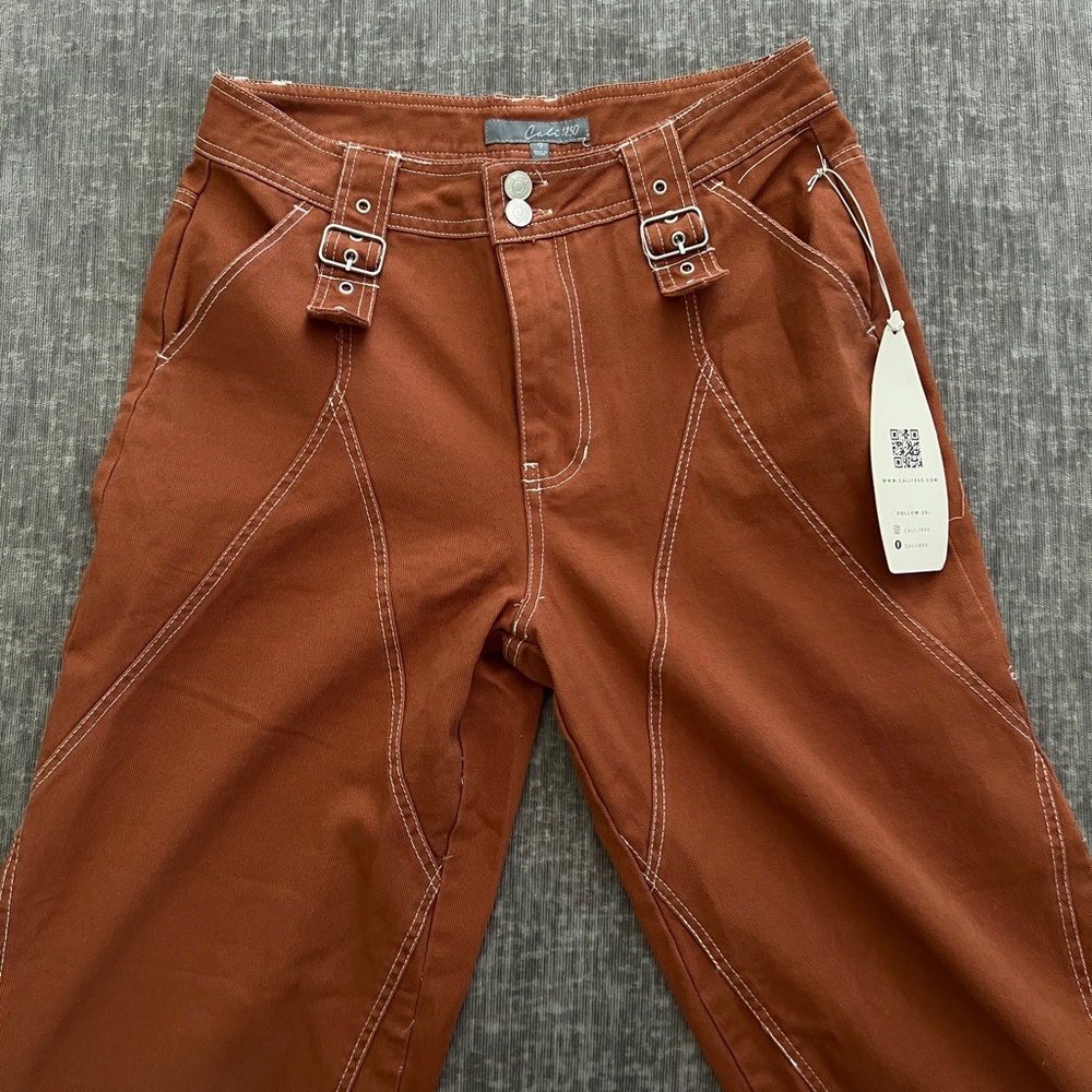 Wide cropped burnt orange pants